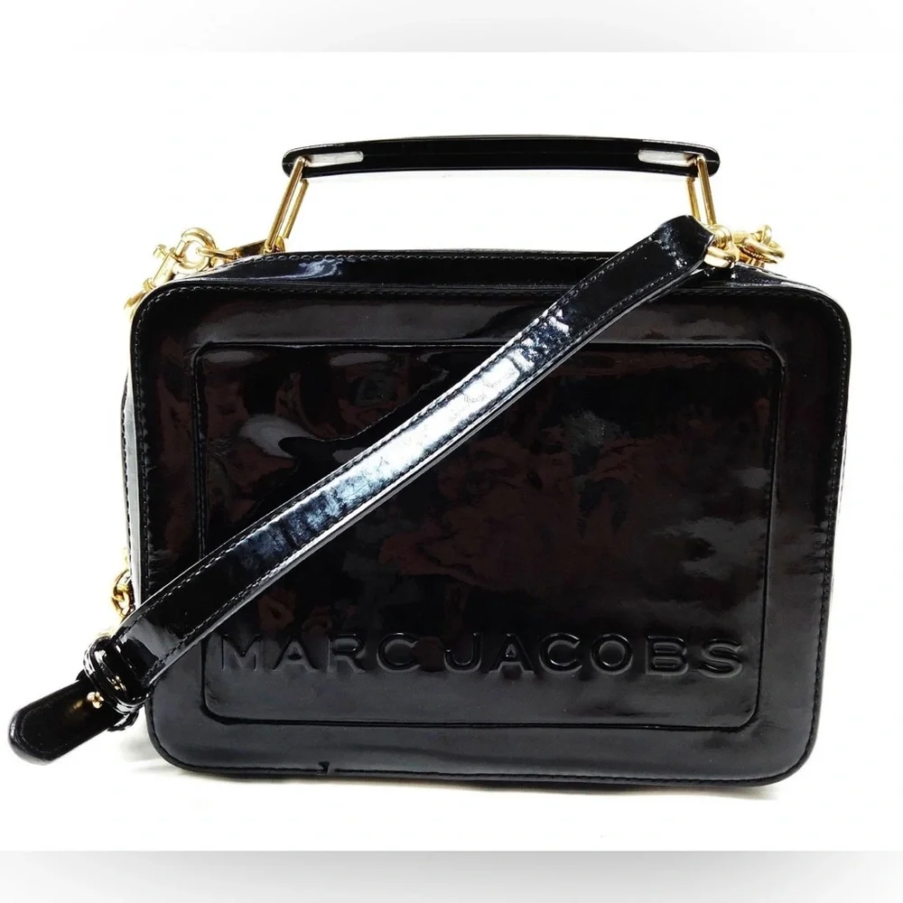 Marc Jacobs Black Patent Leather Box Satchel with Gold Hardware - Picture 10 of 10